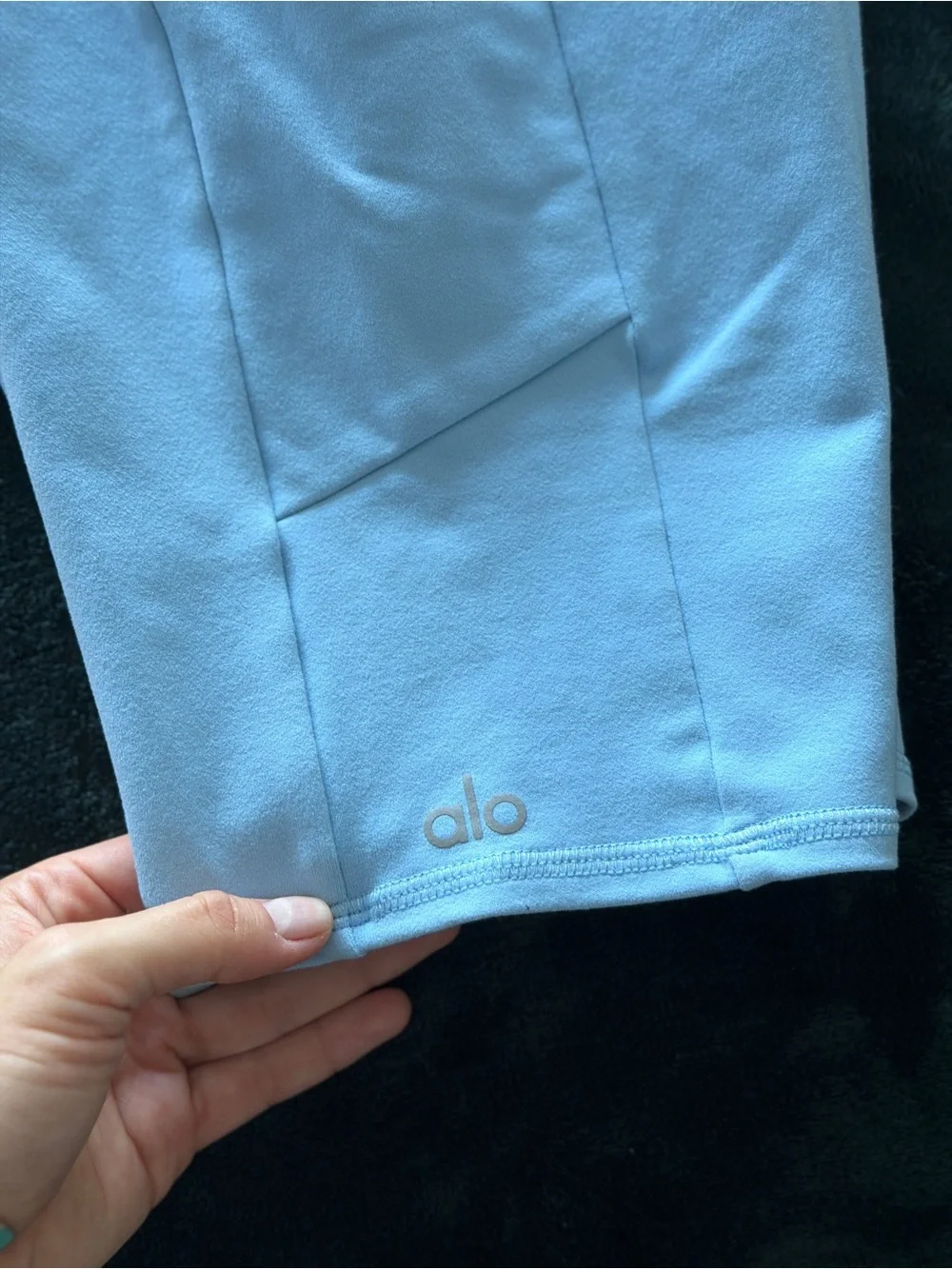 Alo Light Blue Women’s Bike Shorts with Drawstring